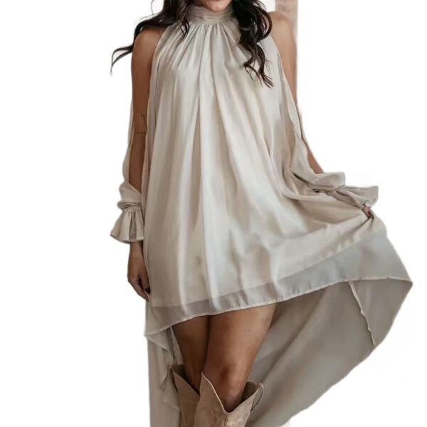 Product image for High-Neck Irregular Chiffon Dress