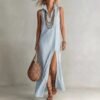 Striped Stand-Collar Camisole Dress — image 9