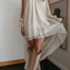 High-Neck Irregular Chiffon Dress — image 7