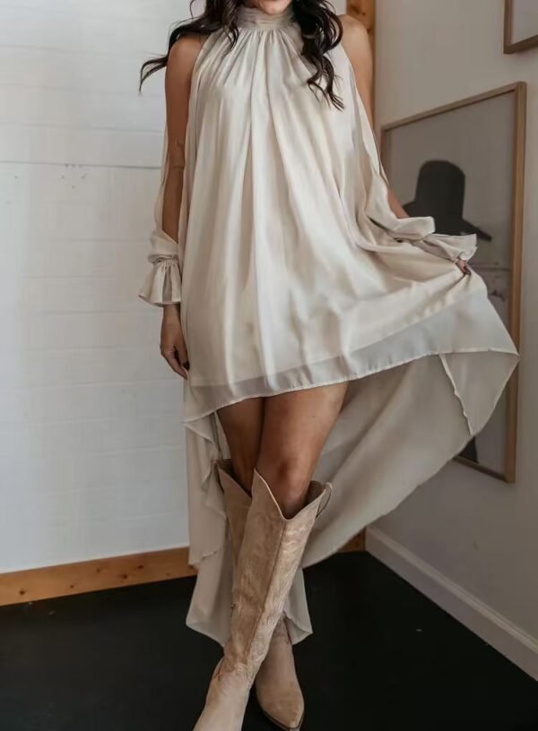 Product image for High-Neck Irregular Chiffon Dress