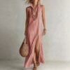Striped Stand-Collar Camisole Dress — image 4