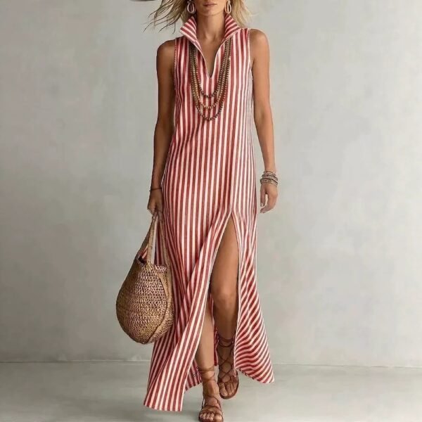 Product image for Striped Stand-Collar Camisole Dress