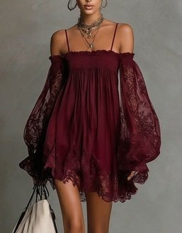 Product image for Boat-Neck Lace Slip Dress