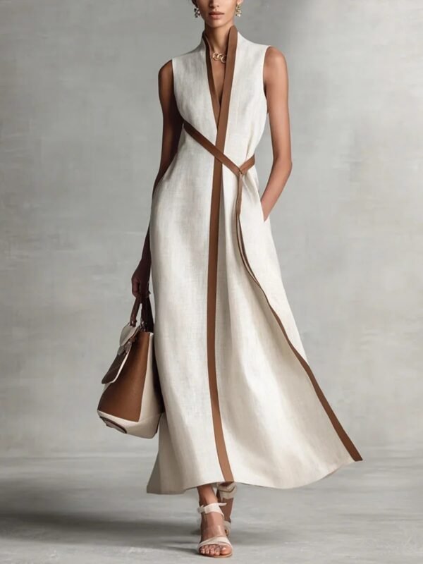 Product image for Color-Block Stand-Collar Dress