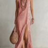 Striped Stand-Collar Camisole Dress — image 8