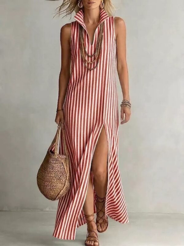 Product image for Striped Stand-Collar Camisole Dress