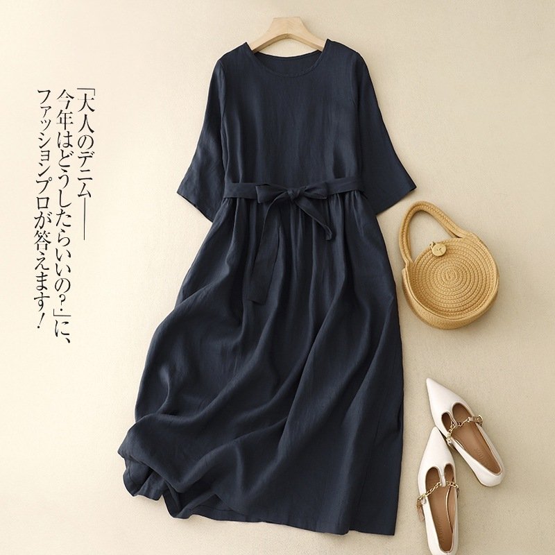 Product image for Minimalist Round-Neck Swing Dress