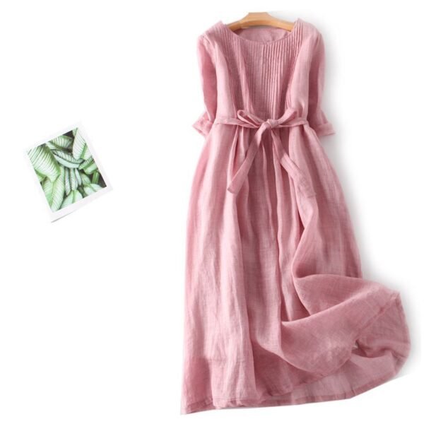 Product image for Retro Cotton-Linen A-Line Dress