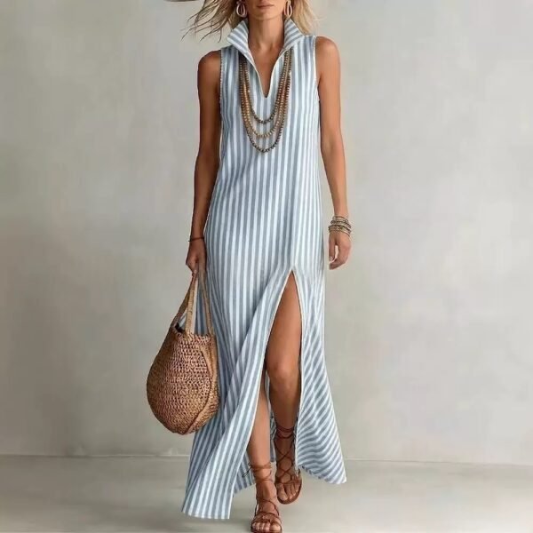 Product image for Striped Stand-Collar Camisole Dress