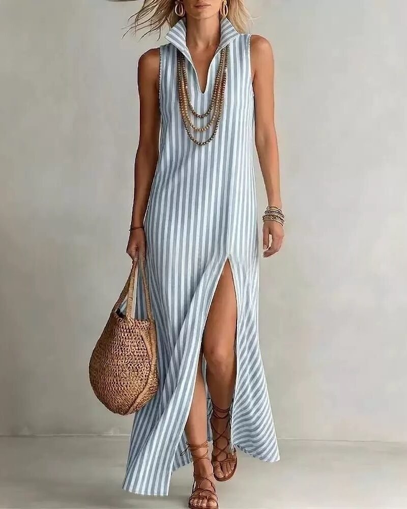 Product image for Striped Stand-Collar Camisole Dress