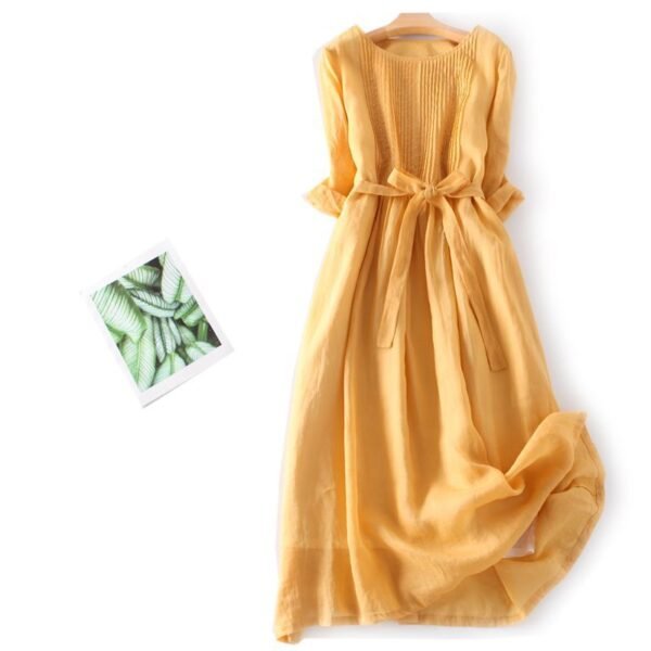 Product image for Retro Cotton-Linen A-Line Dress