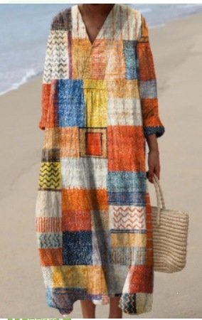 Product image for Floral Print Long-Sleeve Shirt Dress