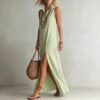 Striped Stand-Collar Camisole Dress — image 2