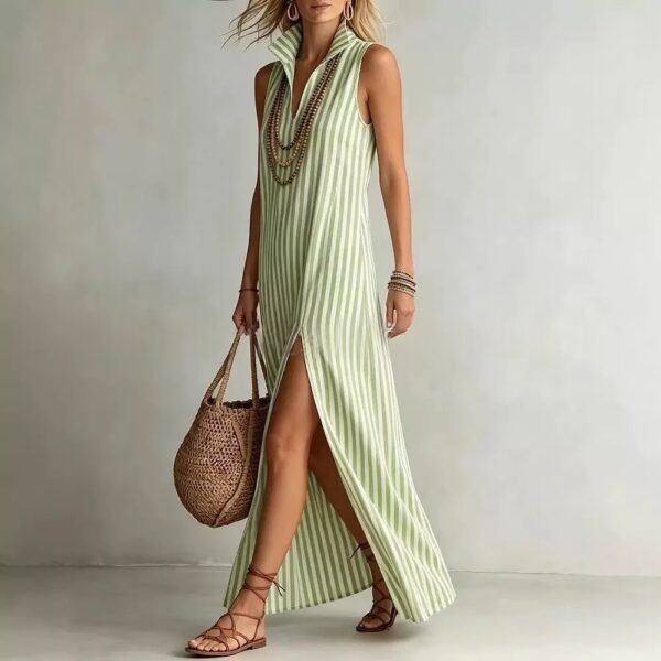 Product image for Striped Stand-Collar Camisole Dress