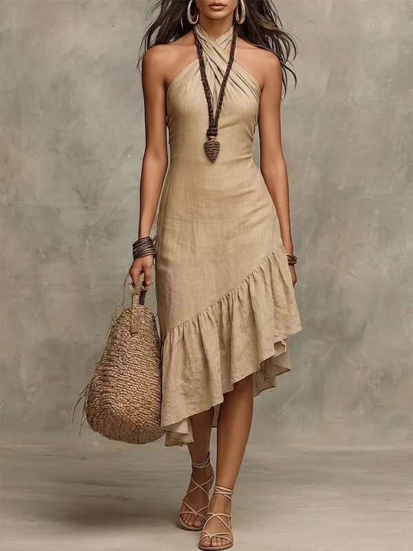 Product image for Halter Solid Sleeveless Dress