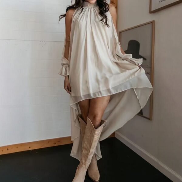 Product image for High-Neck Irregular Chiffon Dress
