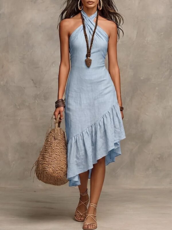 Product image for Halter Solid Sleeveless Dress