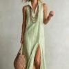 Striped Stand-Collar Camisole Dress — image 10