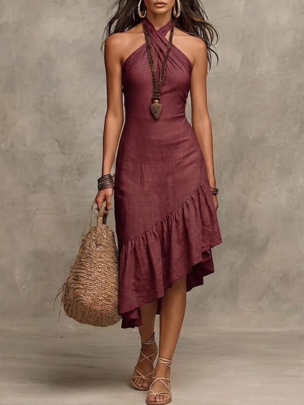 Product image for Halter Solid Sleeveless Dress
