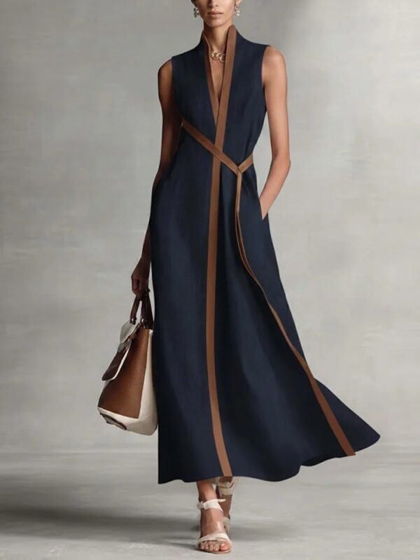 Product image for Color-Block Stand-Collar Dress