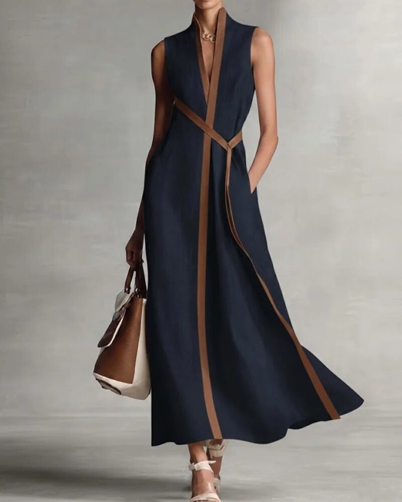 Product image for Color-Block Stand-Collar Dress