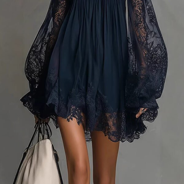 Product image for Boat-Neck Lace Slip Dress